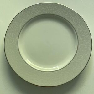 8 Mikasa Fine China L3438 Salad Plates 8 1/8"  Platinum Silver Parchment Scrolls